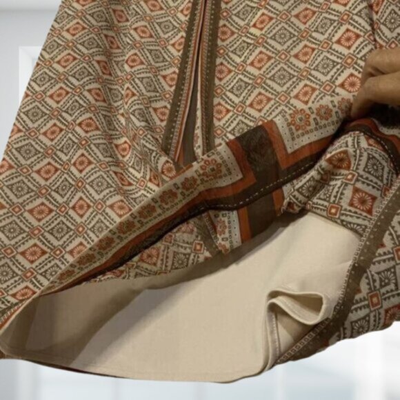 Intriguing Threads Vintage-Inspired Geometric Pleated Midi Skirt Sz 6 Lined Boho - Picture 9 of 13